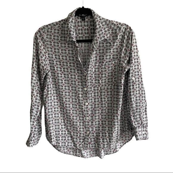 (SOLD) VELVET HEART Printed Button Front Long Sleeve Shirt With Roll Sleeves S - Picture 2 of 7